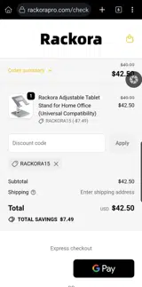 Rackora coupon verification screenshot