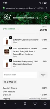RA Cosmetics coupon verification screenshot