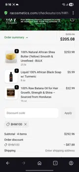 RA Cosmetics coupon verification screenshot