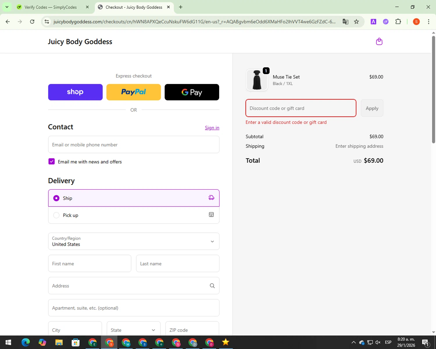 Radisson Hotels discount code screenshot showing code PREPAID applied at Radisson Hotels checkout page. Uploaded by SimplyCodes community member 00000056 on Jan 29, 2026