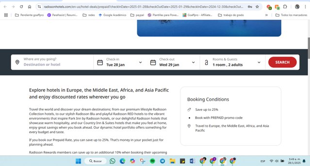 Radisson Hotels checkout page showing Radisson Hotels discount code box | Screenshot taken by SimplyCodes community member on Jan 28, 2025