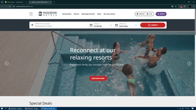 Radisson Hotels checkout page showing Radisson Hotels discount code box | Screenshot taken by SimplyCodes community member on Feb 28, 2025