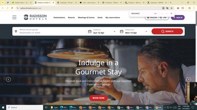 Radisson Hotels checkout page showing Radisson Hotels discount code box | Screenshot taken by SimplyCodes community member on Apr 13, 2025