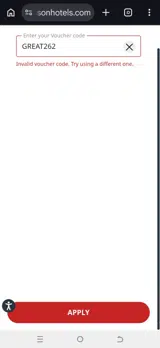Radisson Hotels coupon verification screenshot