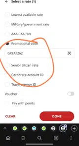 Radisson Hotels coupon verification screenshot