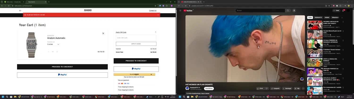 Rado discount code screenshot showing code ARADO18 applied at Rado checkout page. Uploaded by SimplyCodes community member RoyalSentinel4577 on Jun 19, 2025