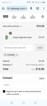 RAD Soap Co. coupon verification screenshot