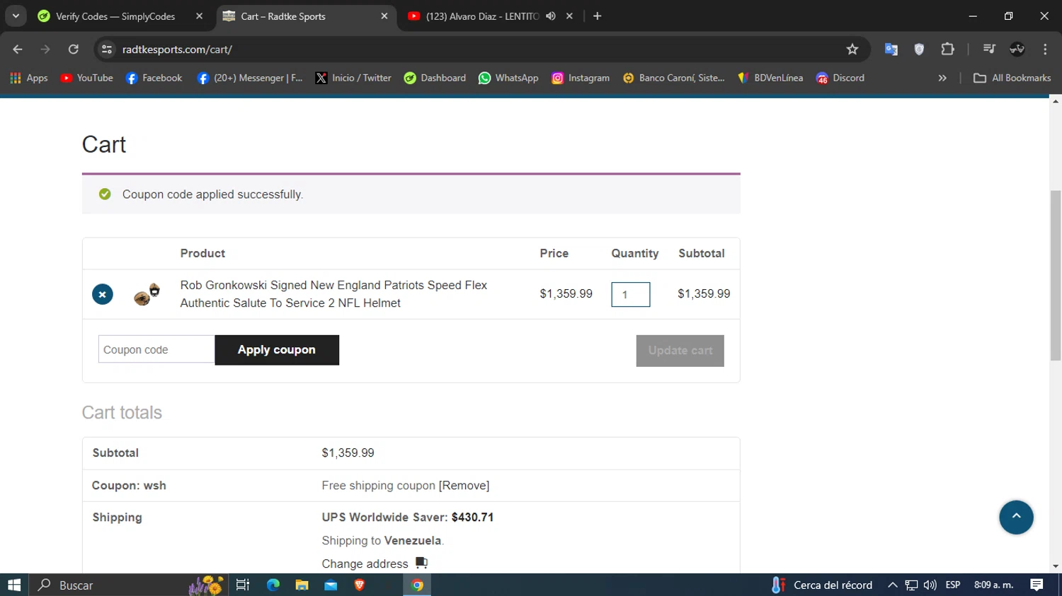 Radtke Sports checkout page showing Radtke Sports promo code box | Screenshot taken by SimplyCodes community member on May 26, 2024
