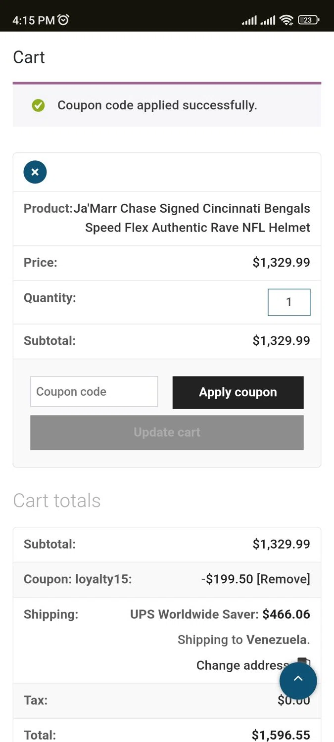 Radtke Sports promo code screenshot showing code LOYALTY15 applied at Radtke Sports checkout page. Uploaded by SimplyCodes community member carlosrivero on Mar 28, 2025