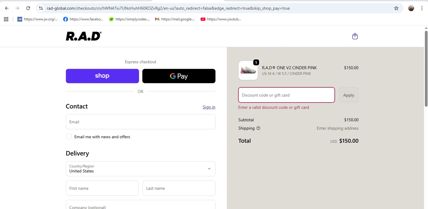 R.A.D discount code screenshot showing code PROCHEATCODE applied at R.A.D checkout page. Uploaded by SimplyCodes community member MarinaDelgado on Oct 14, 2025