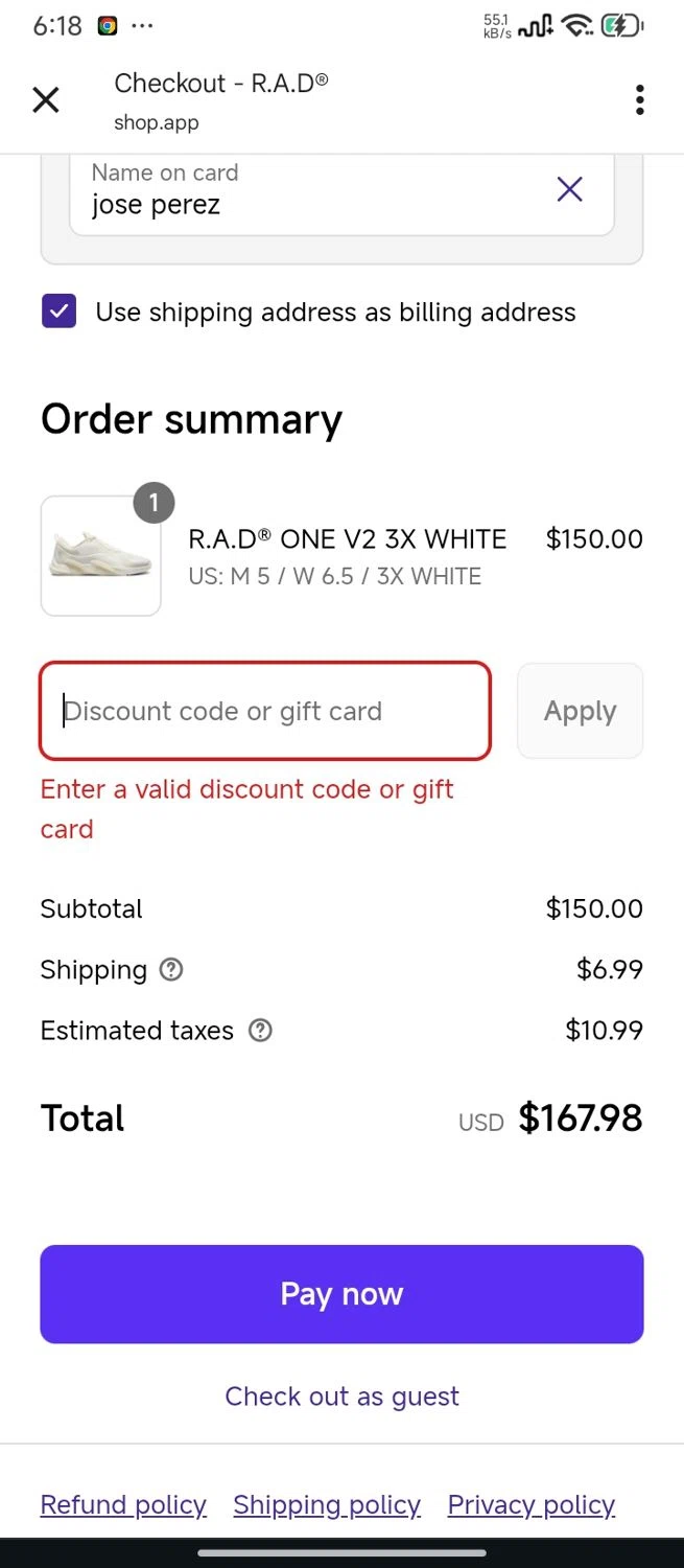 R.A.D discount code screenshot showing code DB3 applied at R.A.D checkout page. Uploaded by SimplyCodes community member SilverMaven7655 on Jun 12, 2025