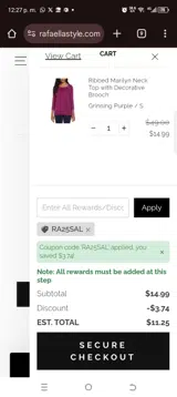 Ra25sal coupon verification screenshot