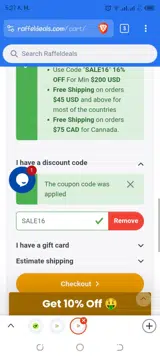 SALE16 coupon verification screenshot