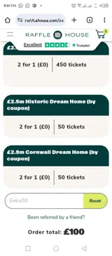 Raffle House coupon verification screenshot