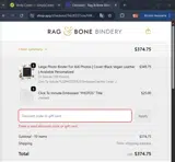 Rag & Bone Bindery coupon verification screenshot