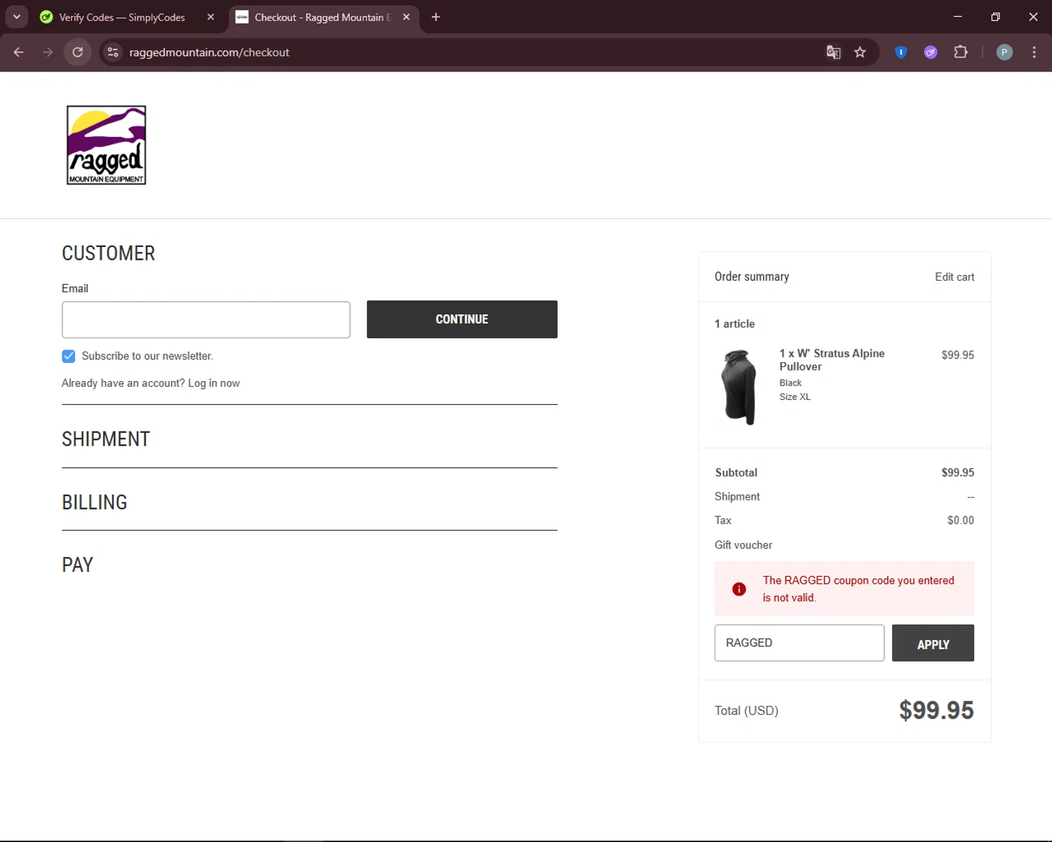 Ragged Mountain Resort promo code screenshot showing code RAGGED applied at Ragged Mountain Resort checkout page. Uploaded by SimplyCodes community member DiscountEagle6247 on Nov 11, 2025