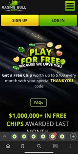 Raging Bull Slots coupon verification screenshot