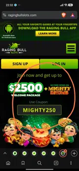 Raging Bull Slots coupon verification screenshot