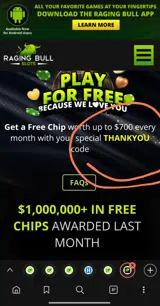 Raging Bull Slots coupon verification screenshot