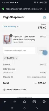 Rago10 coupon verification screenshot