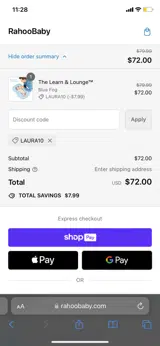 LAURA10 coupon verification screenshot