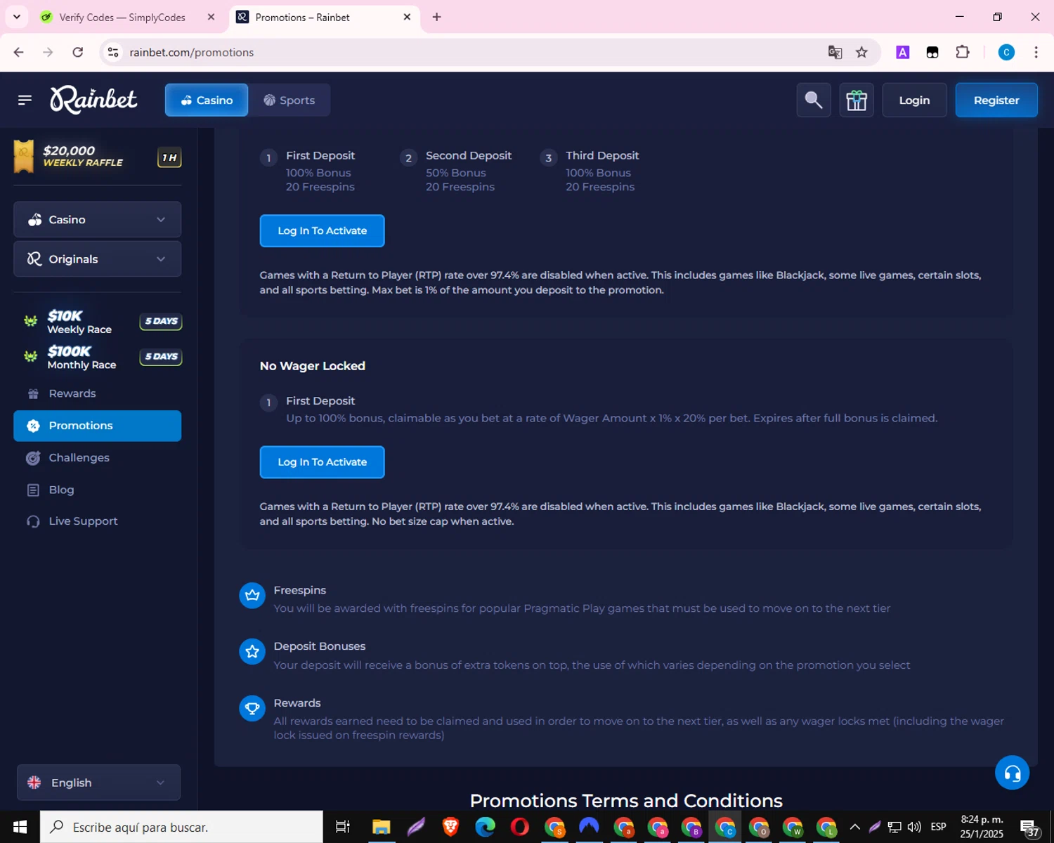 Rain Bet checkout page showing Rain Bet promo code box | Screenshot taken by SimplyCodes community member on Jan 26, 2025