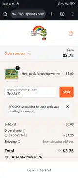 Spooky10 coupon verification screenshot