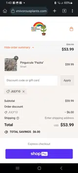 JULY10 coupon verification screenshot