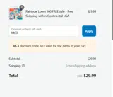 Rainbow Loom coupon verification screenshot