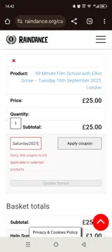 Saturday2021 coupon verification screenshot