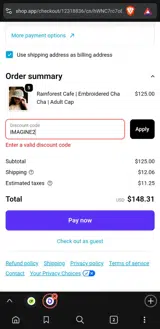 Rainforest Cafe coupon verification screenshot