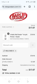 WELCOME10 coupon verification screenshot