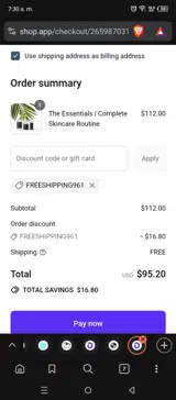 FREESHIPPING961 coupon verification screenshot