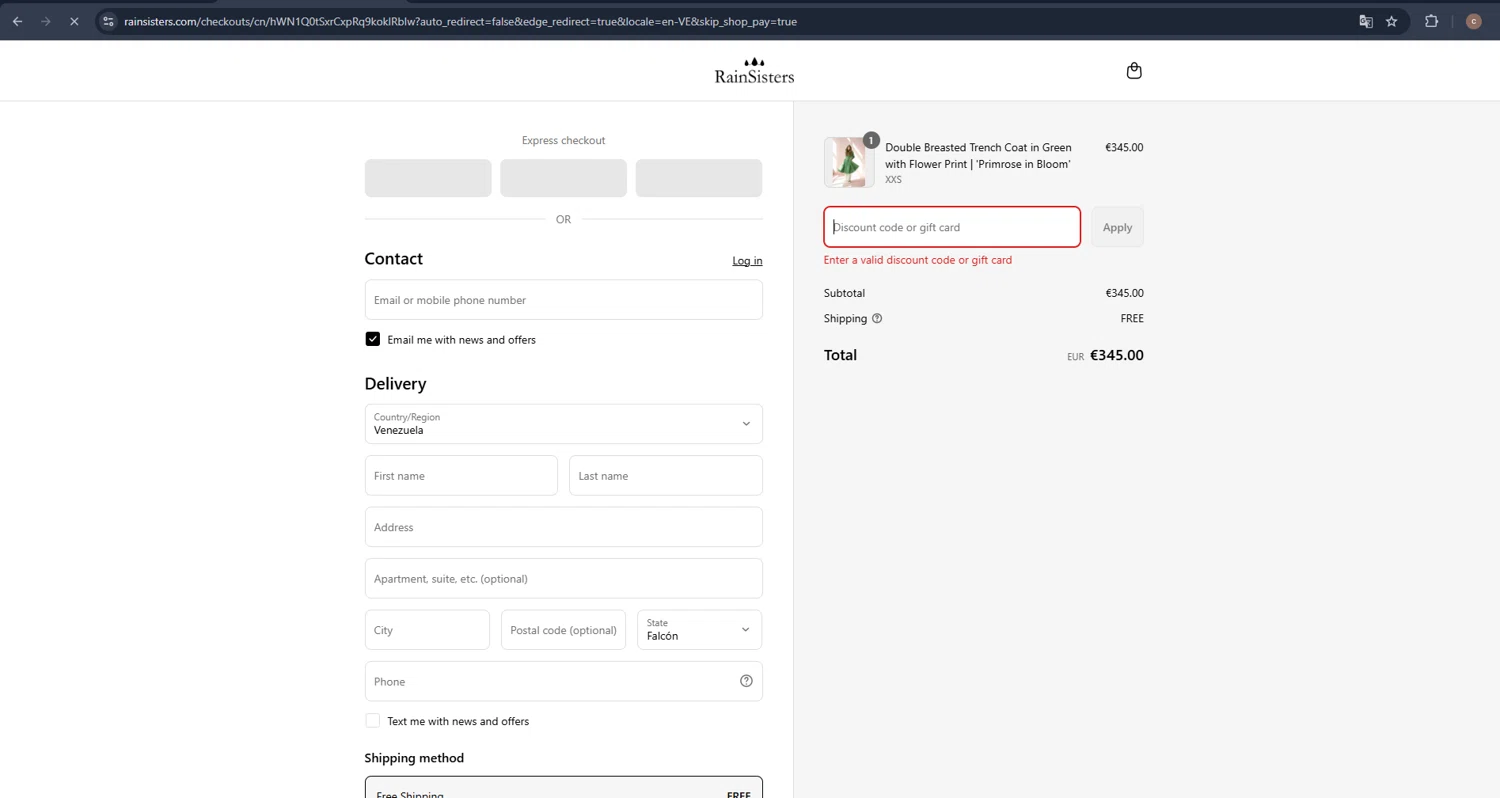 RainSisters discount code screenshot showing code Sisters20 applied at RainSisters checkout page. Uploaded by SimplyCodes community member VoucherSleuth2594 on Aug 4, 2025