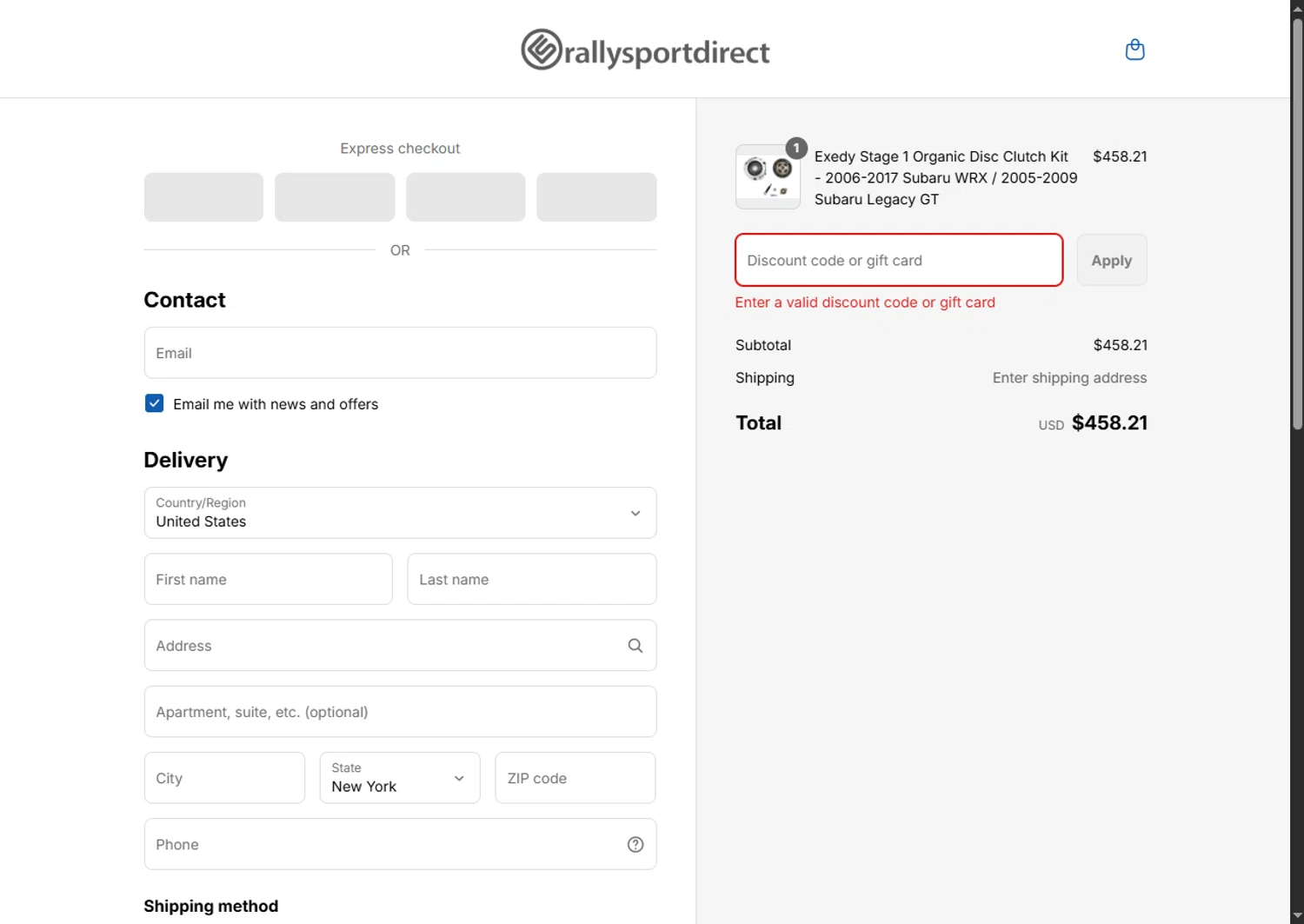 RallySport Direct discount code screenshot showing code 5OFFRSD applied at RallySport Direct checkout page. Uploaded by SimplyCodes community member VoucherFinder3467 on Sep 12, 2025