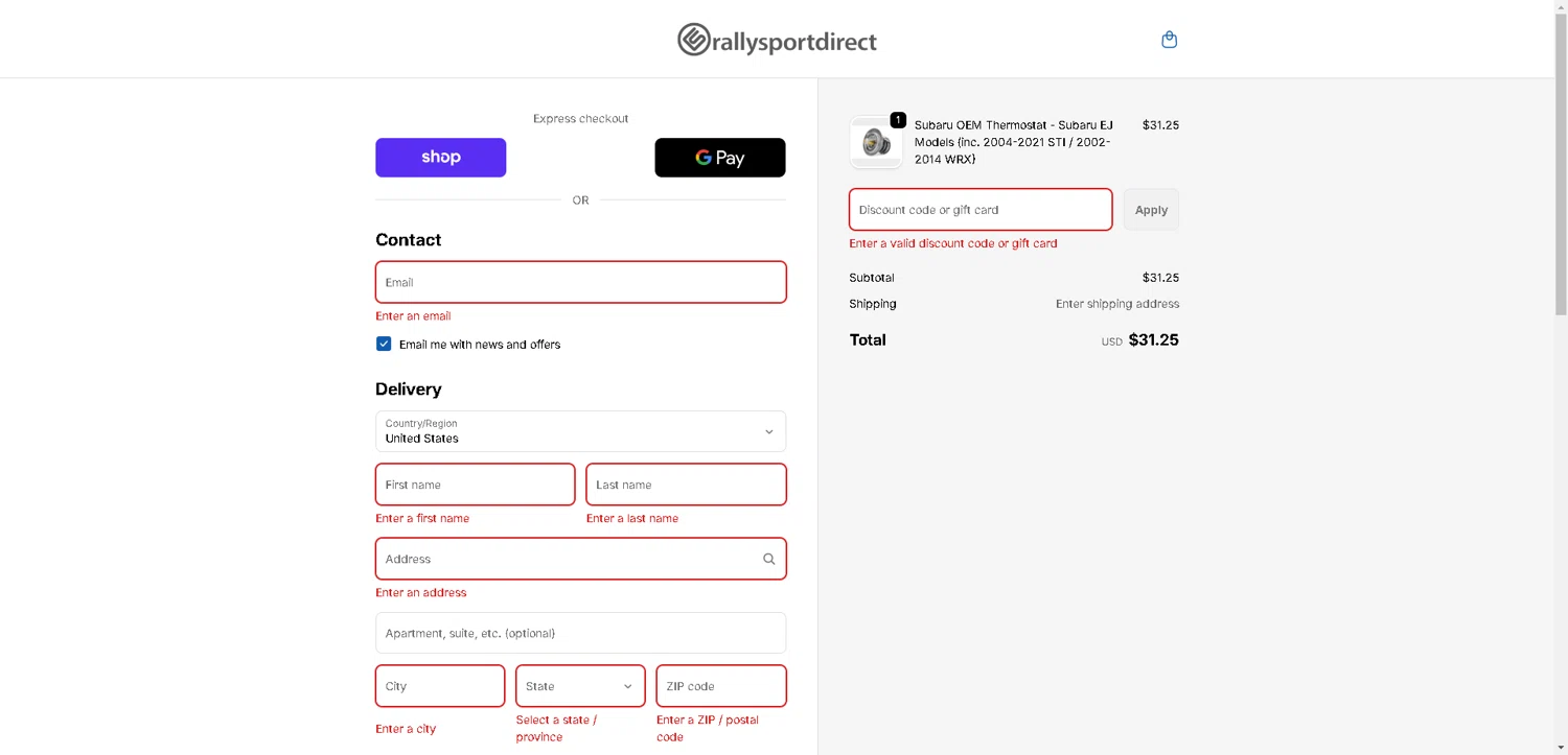 RallySport Direct discount code screenshot showing code MM5131 applied at RallySport Direct checkout page. Uploaded by SimplyCodes community member PromoElite4745 on Sep 17, 2025