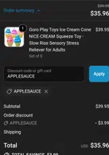 APPLESAUCE coupon verification screenshot