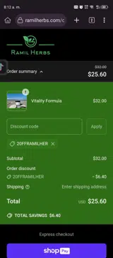 20fframilher coupon verification screenshot