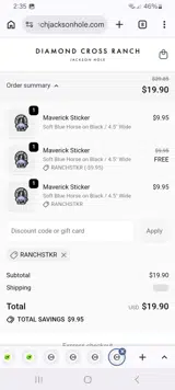 Diamond Cross Ranch coupon verification screenshot
