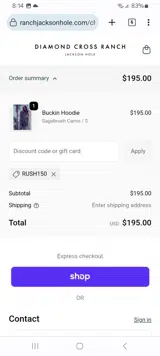 Diamond Cross Ranch coupon verification screenshot