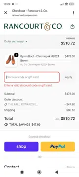 Rancourt and Company coupon verification screenshot