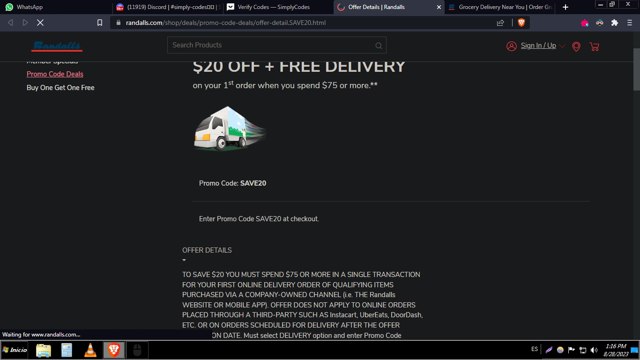 Randalls checkout page showing Randalls promo code box | Screenshot taken by SimplyCodes community member on Aug 28, 2023
