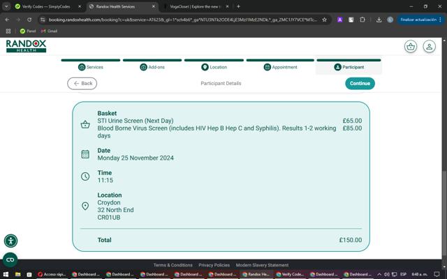 Randox Health checkout page showing Randox Health coupon code box | Screenshot taken by SimplyCodes community member on Nov 25, 2024