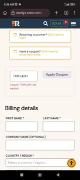 Randy's coupon verification screenshot