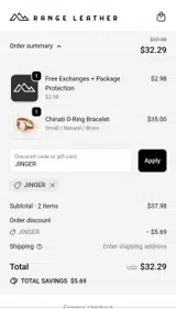 Range Leather Company coupon verification screenshot