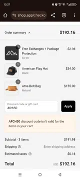 Range Leather Company coupon verification screenshot