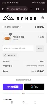 Range Leather Company coupon verification screenshot