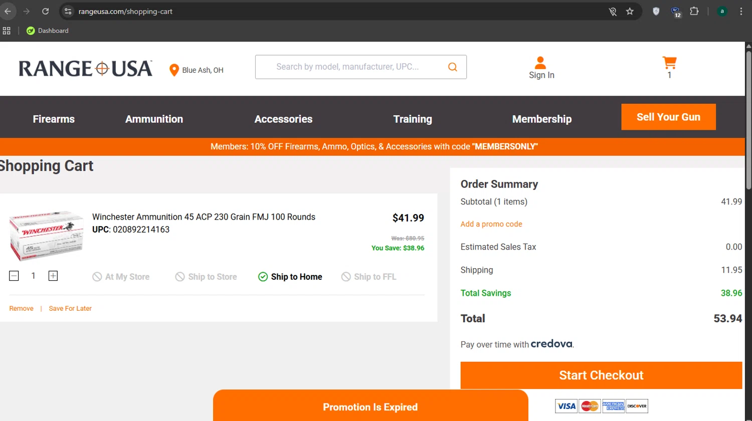 Range USA promo code screenshot showing code Canik10 applied at Range USA checkout page. Uploaded by SimplyCodes community member Limon02 on Dec 5, 2025