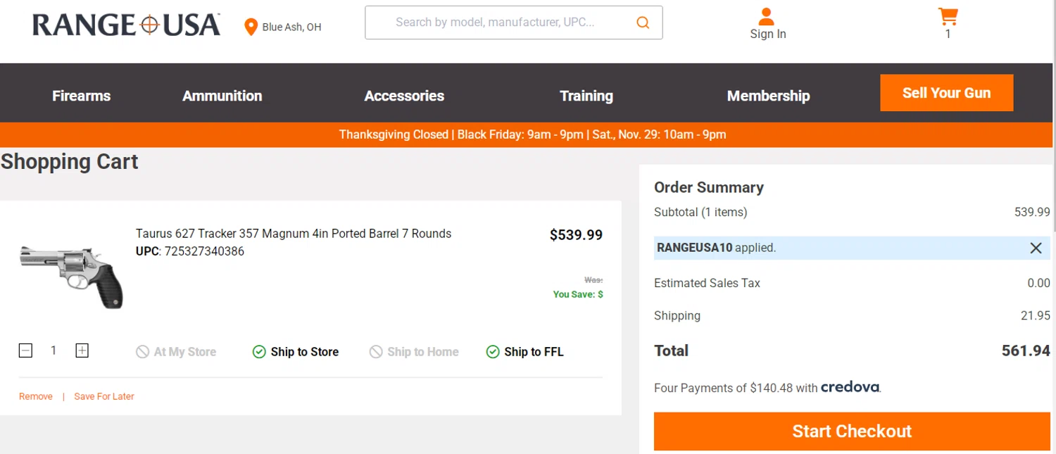 Range USA promo code screenshot showing code RANGEUSA10 applied at Range USA checkout page. Uploaded by SimplyCodes community member RonaldAcunaJr on Nov 25, 2025