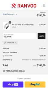 Ranvoo coupon verification screenshot